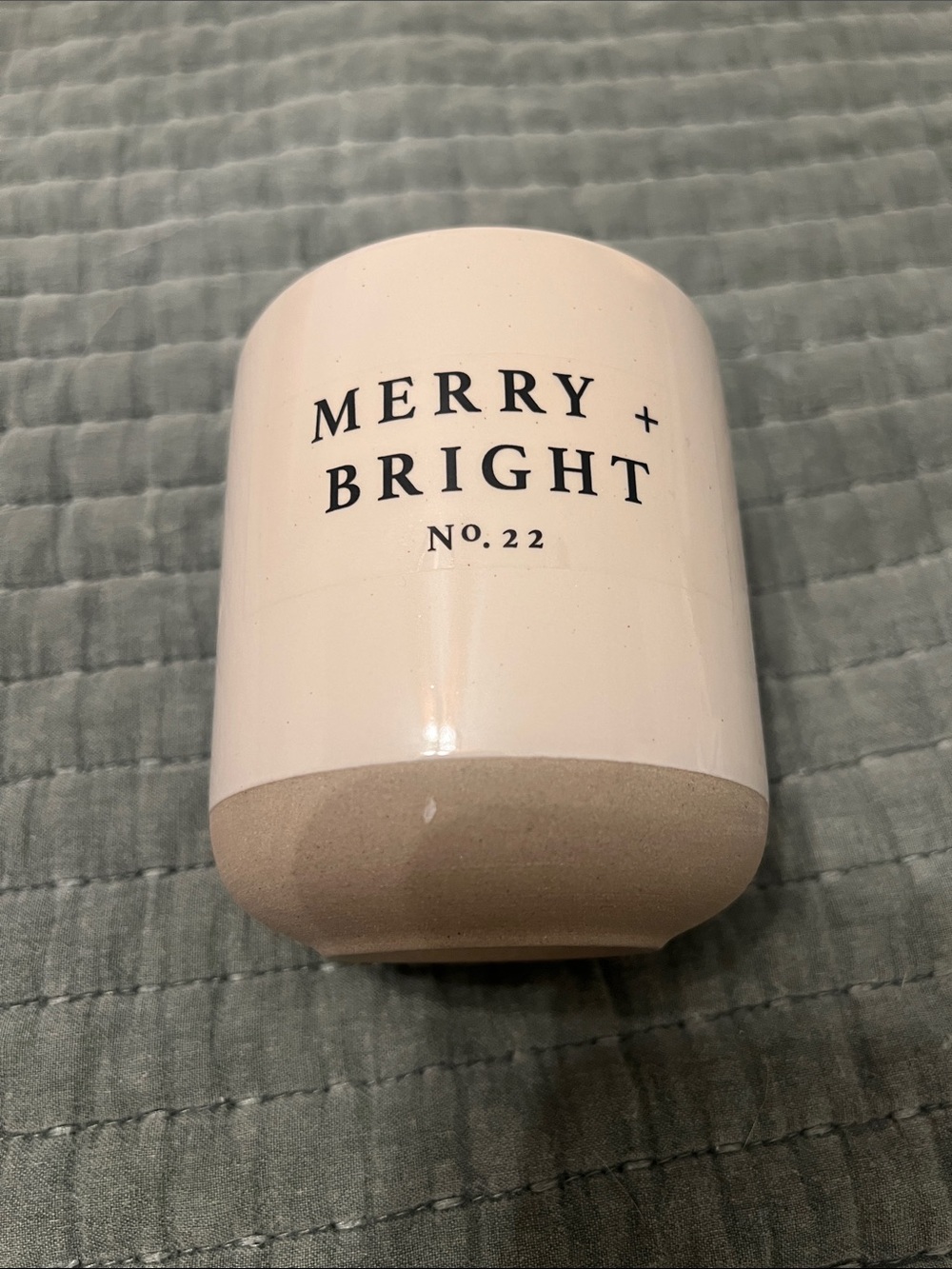Never used, Merry + Bright No.22 Ceramic Candle  - White & Tan
